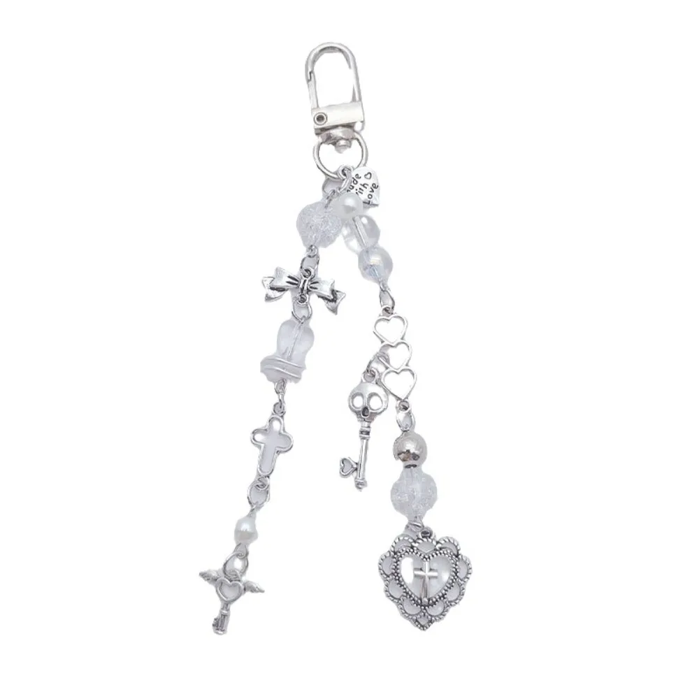 Spice Girl Style Y2k Star & Cross Phone Chain Heart Key Chain Silver Pentagram Phone Pendant Star Cross