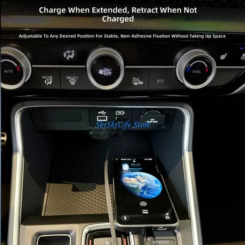 E65E Space-Saving Vehicle Cable for Type-C Device Charging in Vehicles Power Supply