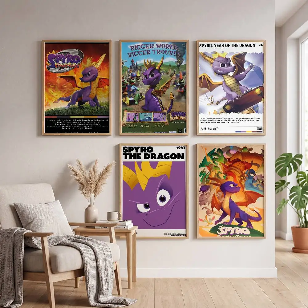 Spyro Reignited Trilogy Modern Game Anime Poster Selbstklebender Kunst-Aufkleber aus wasserfestem Papier, Kaffeehaus, Bar, Zimmer, Wanddekoration