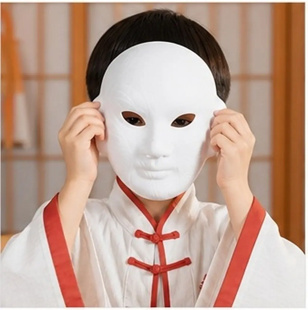 DIY Blank Peking Opera Face Mask Embossed Outline Paintable Theater Prop for Art Projects Kindergarten