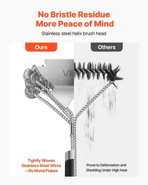 Щетка для гриля и скребок для барбекю, очиститель для гриля без щетины из нержавеющей стали 17 дюймов