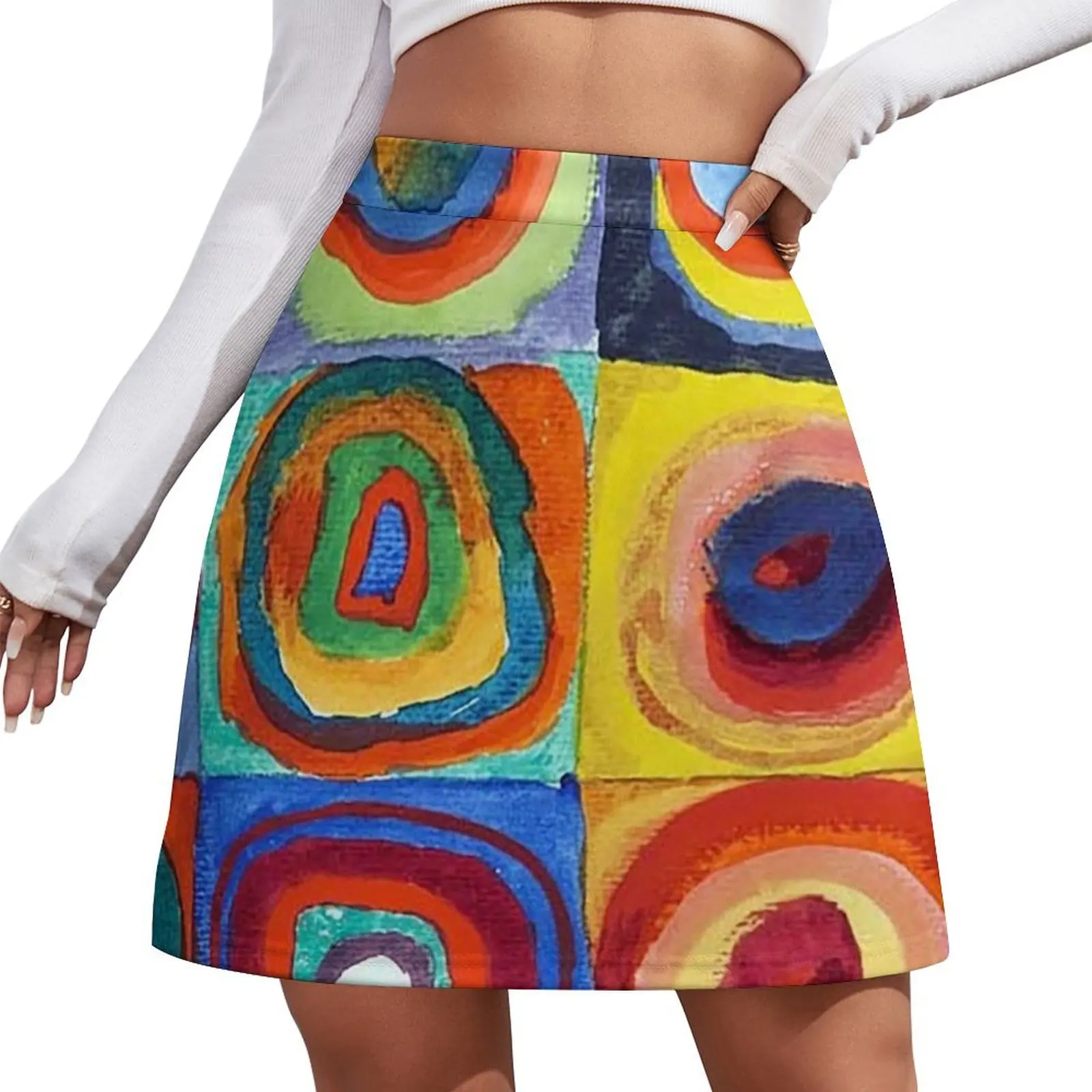 Wassily Kandinsky - Color Study, Squares with Concentric Circles - Bauhaus Art Mini Skirt Women's skirts Women skirts Mini Skirt