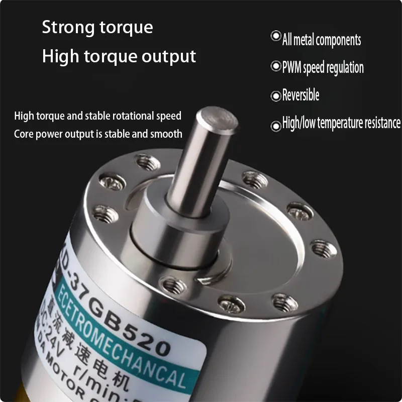 12V/ 24V 10W XD-37GB520 37GA520Miniature Gear DC Motorreductor Baja Velocidad Alto Torque Velocidad ajustable Dirección ajustable