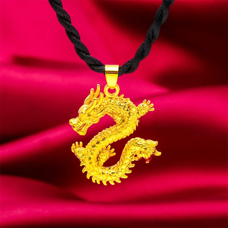 

Copy Real Gold 18K Color Men'S Dragon Pendant Men'S Dragon Pendant Dragon Year Pendant Wholesale Dragon Rope