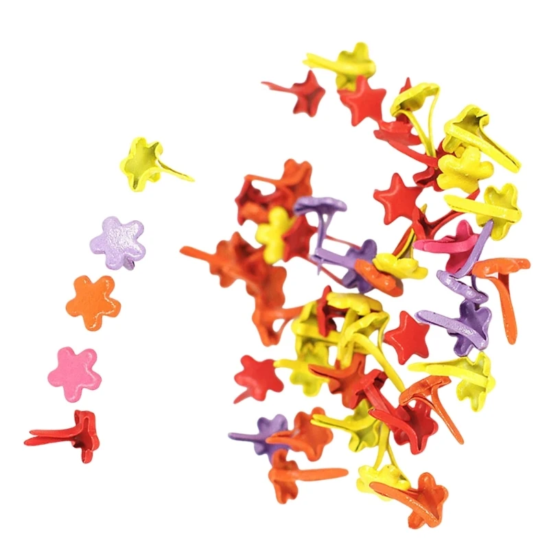 โลหะ Brads ตัวยึดกระดาษ Scrapbooking Brads รอบหัวใจดอกไม้ Brads