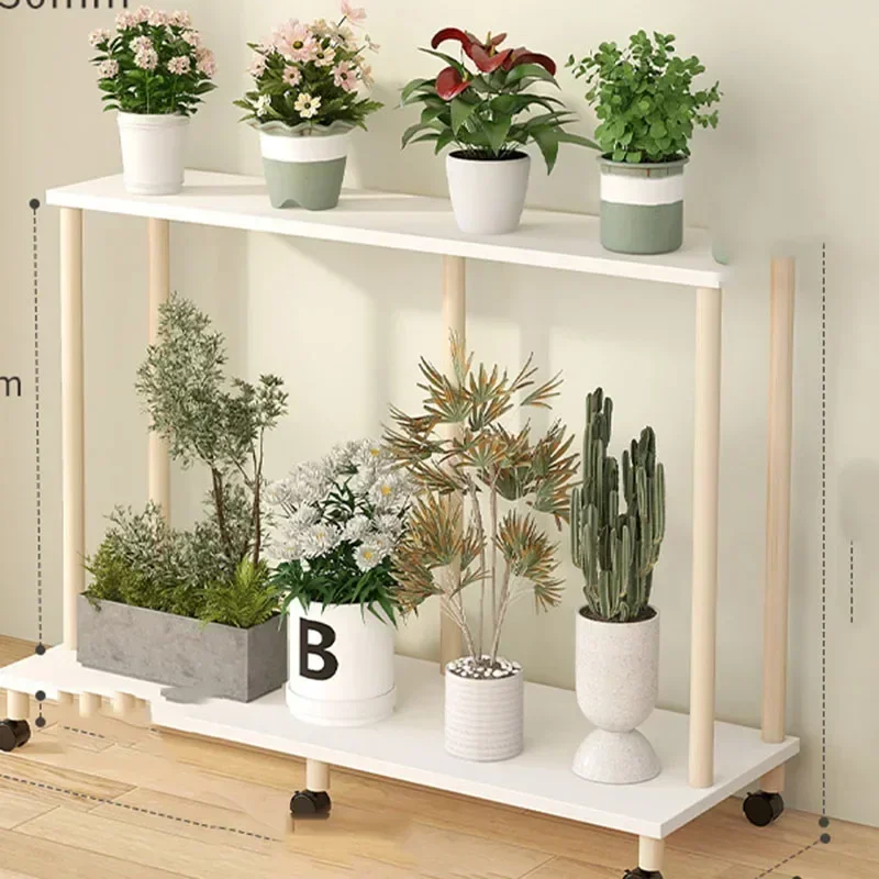 White Shelf Plants Stand Holder Movable Luxury Window Plants Stand Indoors Square Muebles Para Plantas Balcony Furniture