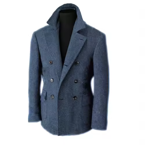 British Men's Blazers Vintage Herringbone Tweed Formal Jacket Wool Blend Double Breasted Casual Autumn Winter Suit Coat - Image 20