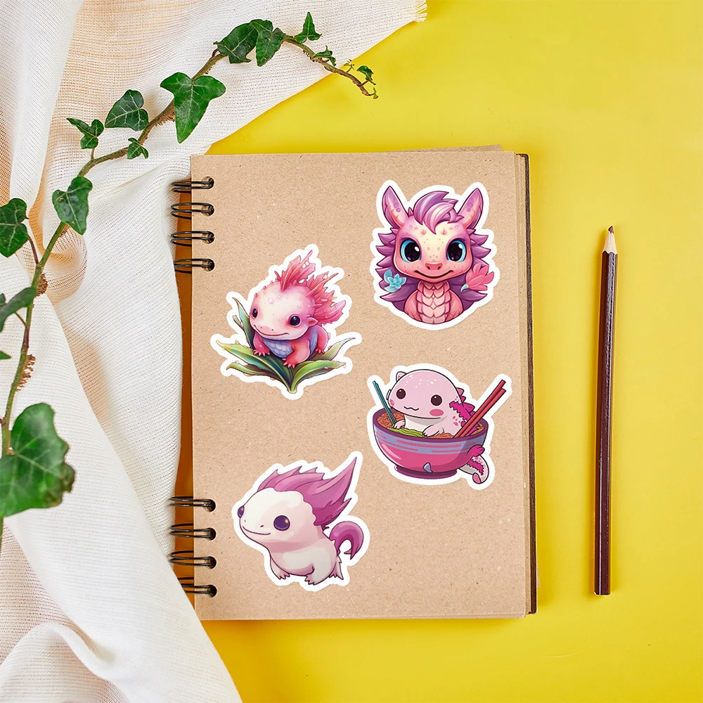 10/30/50pcs Cute Cartoon Animal Funny Axolotl Stickers Decals DIY Notebook Fridge Laptop Suitcase Funny Decoration Sticker Toys