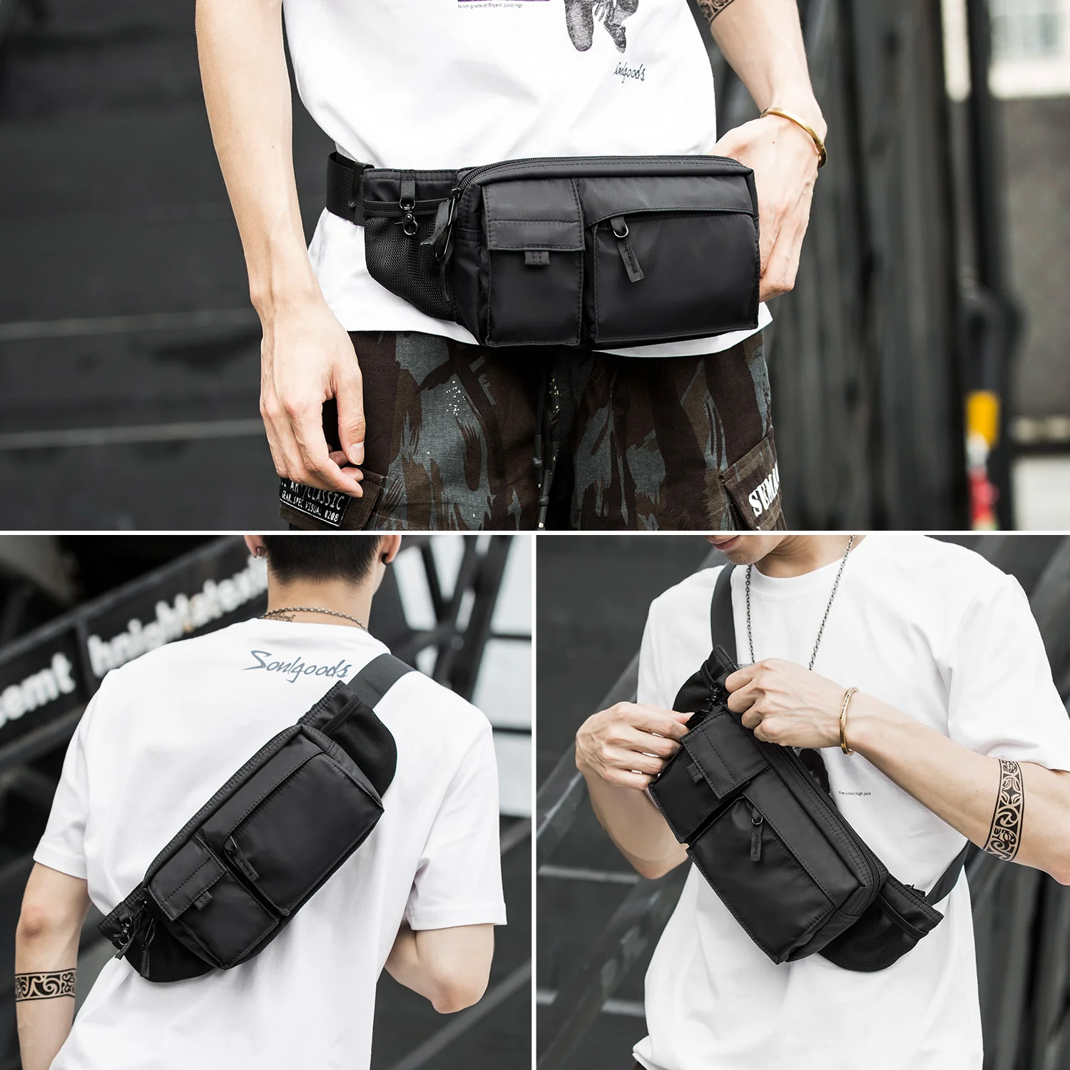 Mini Messenger Bag Oxford Vintage Travel Outdoor Waterproof Multifunction Crossbody Waist Chest Bag Small Men Fashion Trend Bag