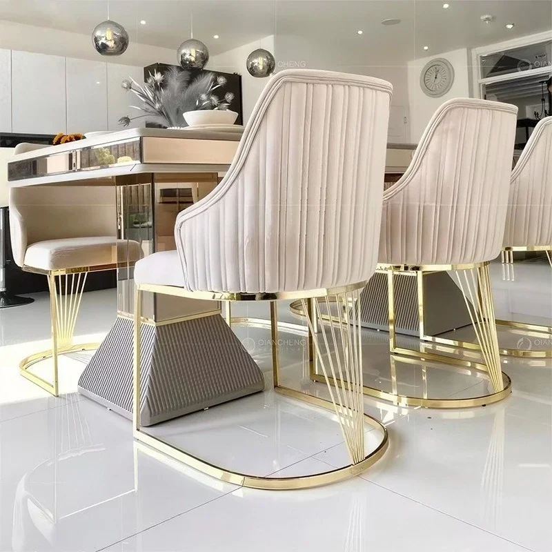 Furniture Italian Light Luxury Dining Chair High-end Restaurant Dining Table Stainless Steel Banquet Hotel Chair