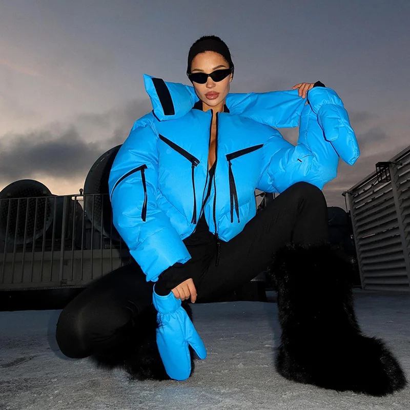 Abrigo de algodón grueso y cálido de lujo a la moda para mujer, Chaqueta corta con solapa ajustada informal elegante para invierno, prendas de vestir versátiles de Color puro