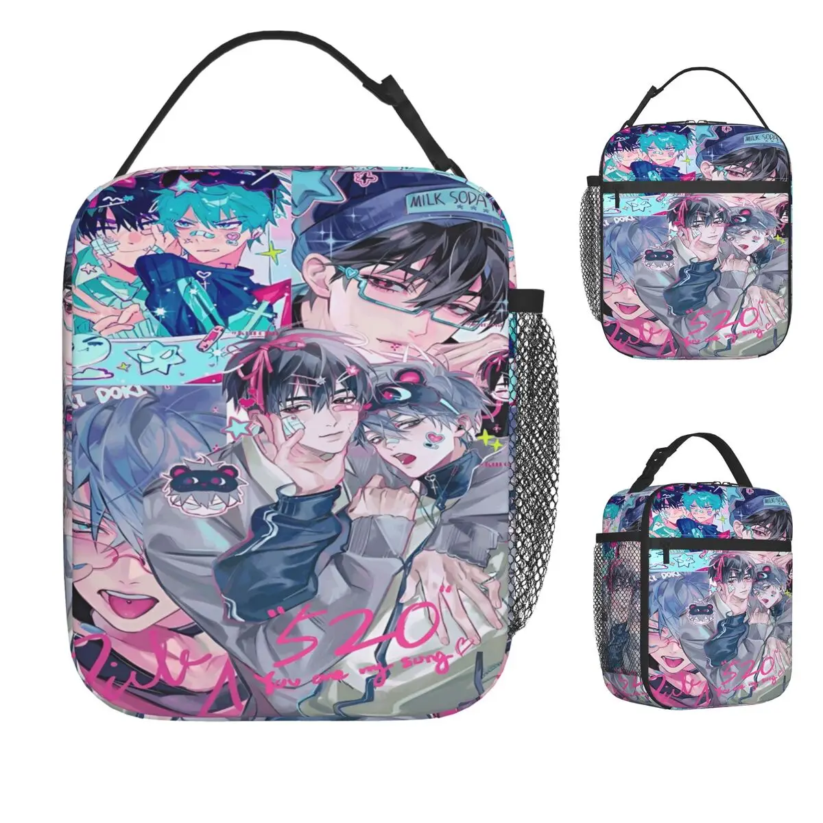 Korean Manga Alien Stage Photo Lunch Bag Cute Lunch Box For Outdoor Picnic Portable Zipper Cooler Bag Custom Tote Food Bags