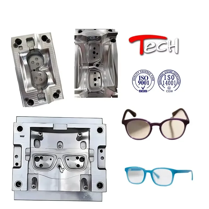Molde de brazo para monturas de gafas de TR90 PA12 de alta precisión, ciclo corto, diseño personalizado, fábrica certificada ISO9001, precisión.