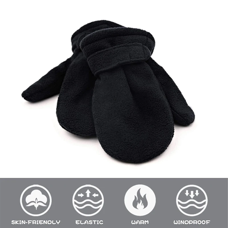 Toddler Infant Kids Winter Mittens Easy-on Baby Boys Girls Warm Thick Fleece Fingerless Gloves For Children Outdoor Hand Warmers