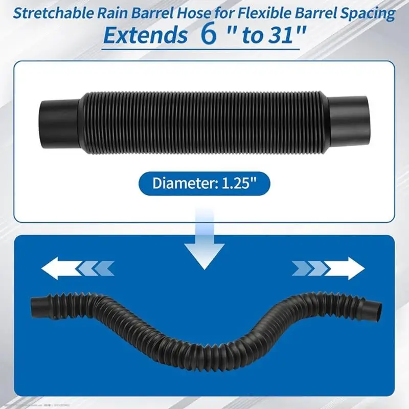 QX2E Weather Resistant Rain Barrels Extension Set Flexible Connectors For Outdoor Water Recycling