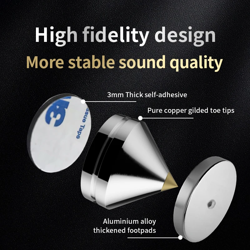 4Sets Speakers Stand Feet Foot Pad Aluminium Alloy Metal Spikes Cone Floor Foot Nail Speaker Noise Nial