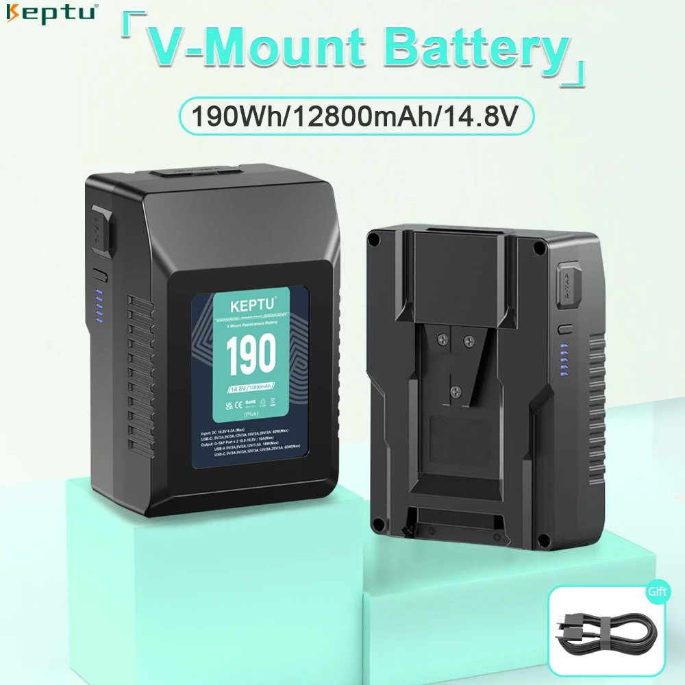 V Mount Battery/V Lock Battery w Type-C/D-TAP Input/Output For Sony HDCAM, XDCAM, Digital Cinema Cameras