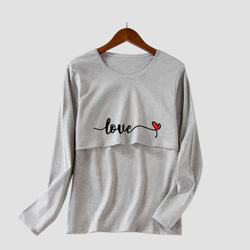 

Maternity Love Print Clothes Breastfeeding Tops Blouse Maternity Nursing Top Long Sleeve Blouse Pregnancy T-Shirt Clothes