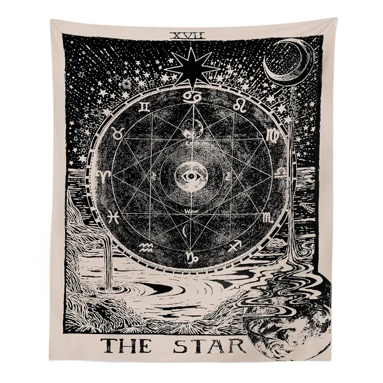 Tarot Card Tapestry Wall Hanging Astrology Divination Bedspread Beach Mat Hanging Cloth Divination Bed Cover