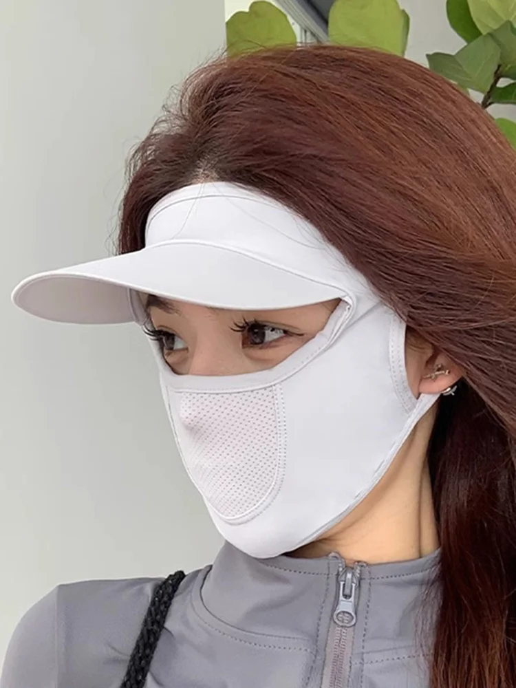 One-Piece Anti-Ultraviolet Mask Outdoor Facekini Women Sunscreen Mask Hat Summer UPF50+ Dust Shade Solid Color