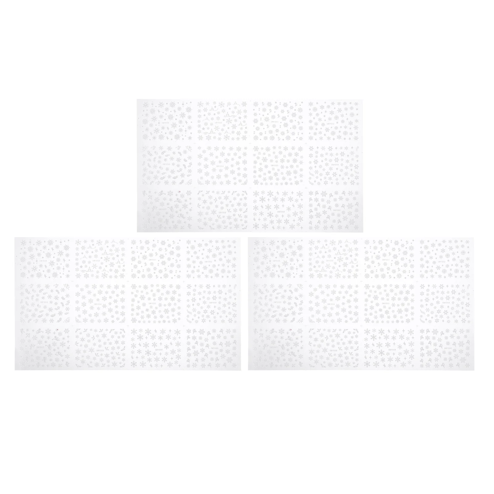 สติ๊กเกอร์ติดเล็บ 3 แผ่นสำหรับตกแต่งเล็บลายเกล็ดหิมะคริสต์มาส เกล็ดหิมะฤดูหนาว