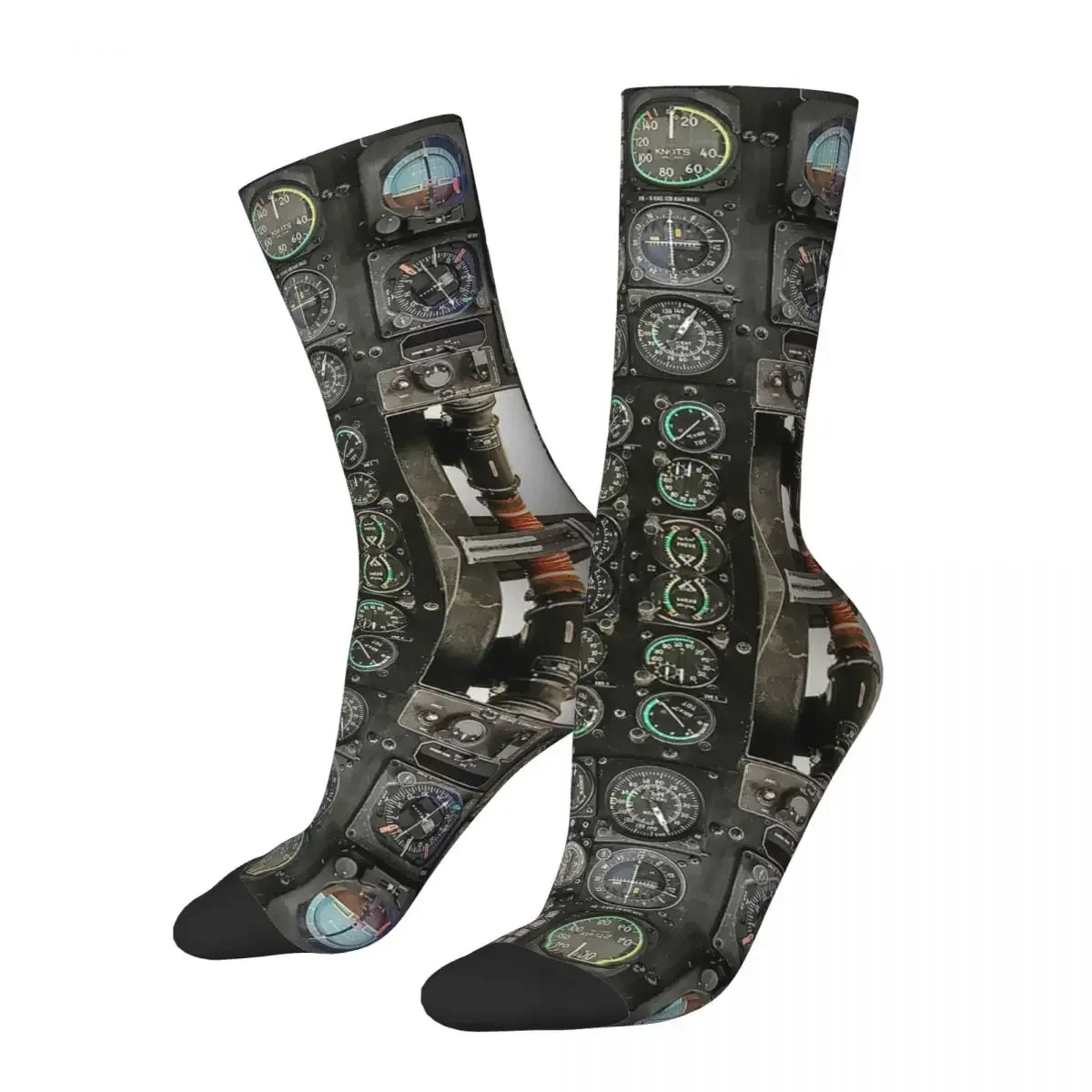 

Aviation Helicopter Cockpit Instrument Socks Sweat Absorbing Stockings All Season Long Socks for Man's Woman's Birthday Present