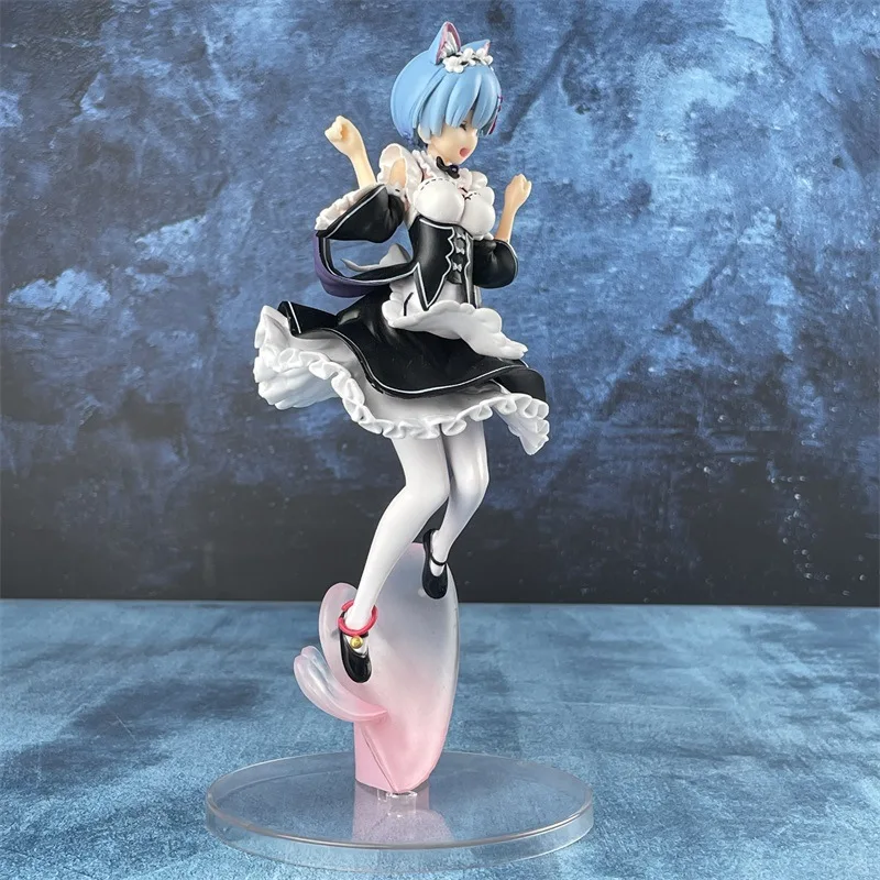 Re:Zero - Starting Life in Another World Cute Rem Cat Ear Maid Scene Statue Desktop Ornament Decoration Anime Fans Toys Gift view 3
