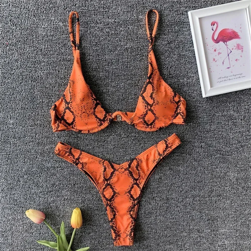 Snake Print Bikini Push Up Sexy Micro Swimsuit Thong Swimwear 2 Piece Beachwear Women Bathing Suit Bikinis Sets Female Swimsuits