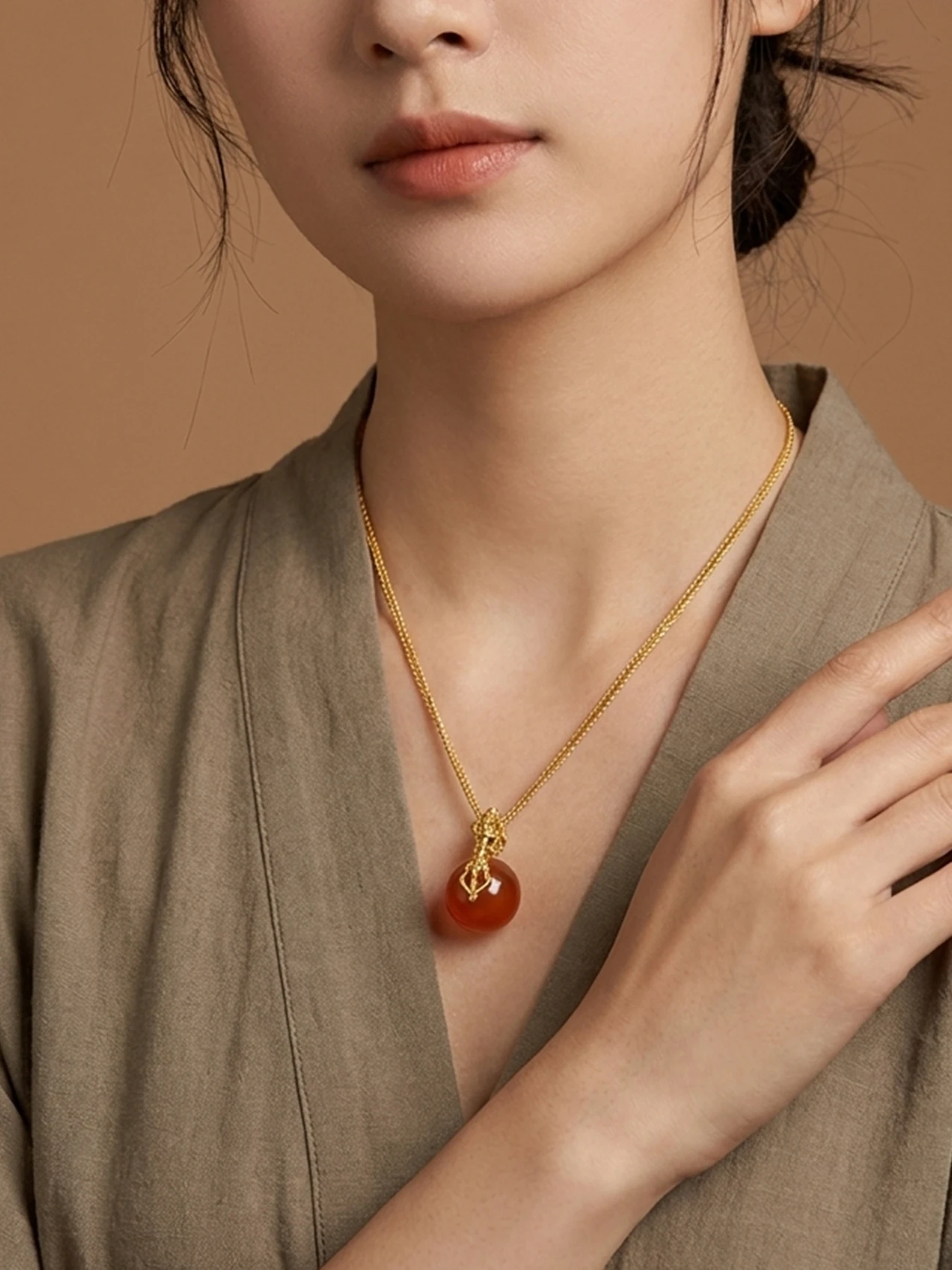 Luxury Artisan Vajra & Red Agate Necklace, Vintage Double Cable Chain, Timeless Spiritual Jewelry for Gift