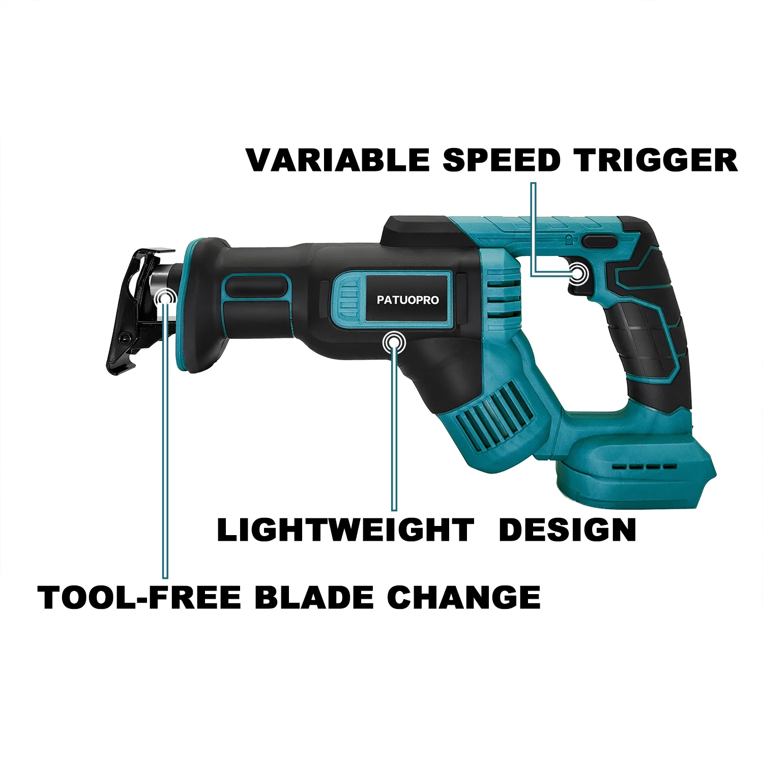 Cordless Reciprocating Saw Power Saw for Wood / Metal Cutting with 4pcs Blades fit Makita 18v Battery(No Battery)