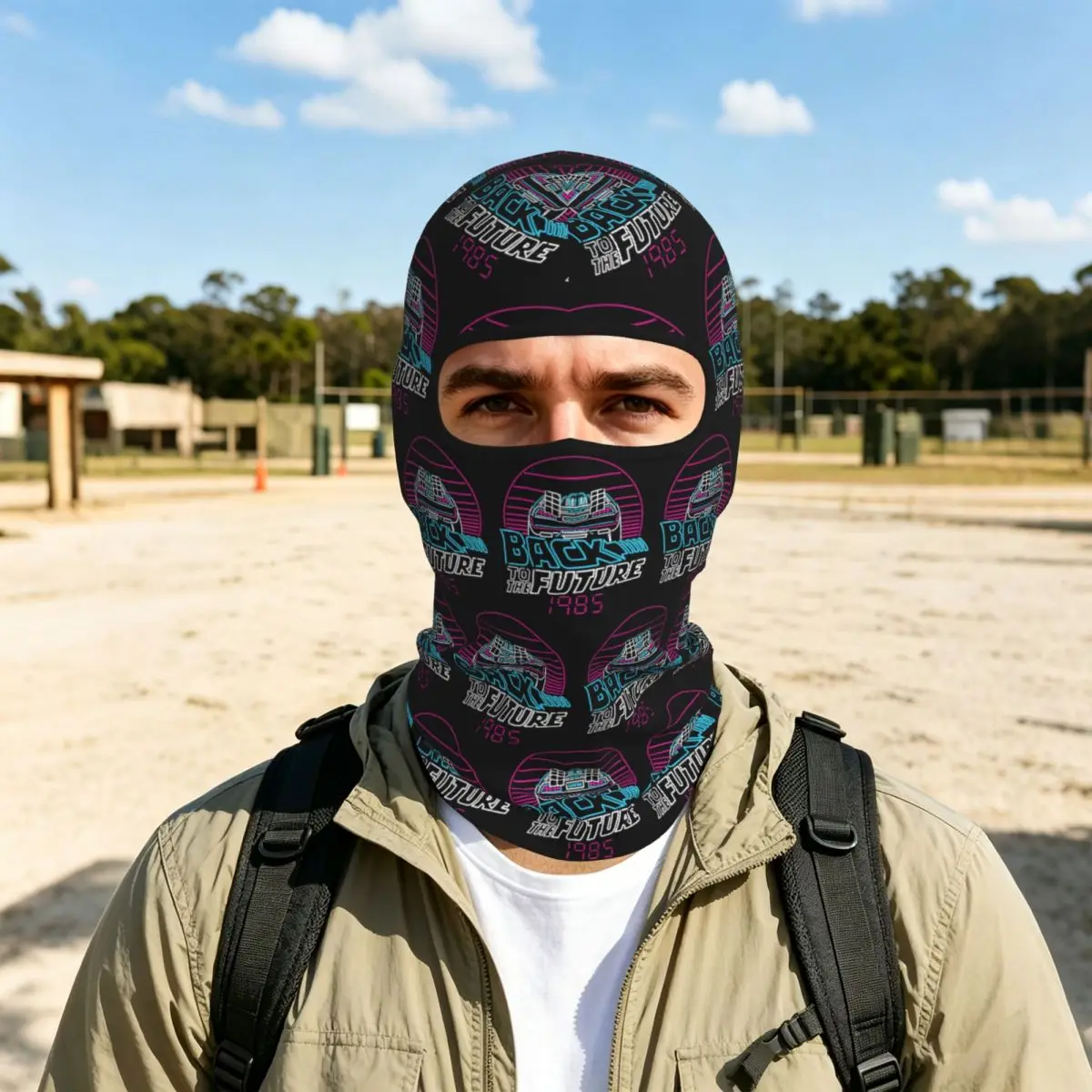 Back To The Future 80s Delorean Future 1985 Breathable Thin Balaclava Full Face Mask Sun Protection Neck Gaiter For Motorcycle