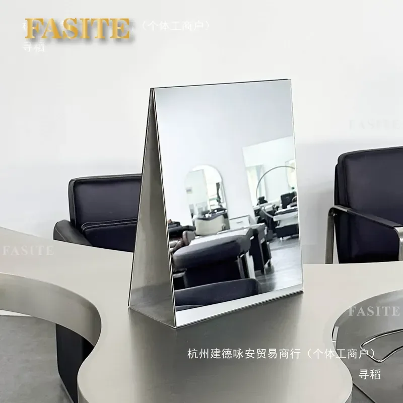 For Hair Barber Shop Stainless Steel Hairdressing Mirror Table Mobile Haircut Perm Dyeing Station Convenient Styling