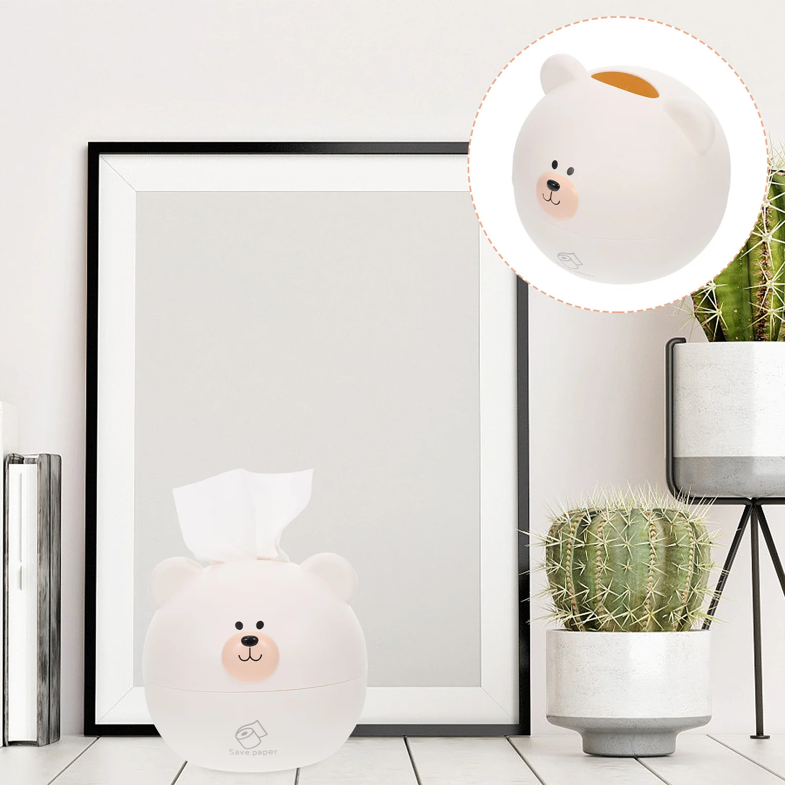 

Decorative Cartoon Bear Tissue Holder Office Automotive Easy Open Close Refill Stylish Design Storage