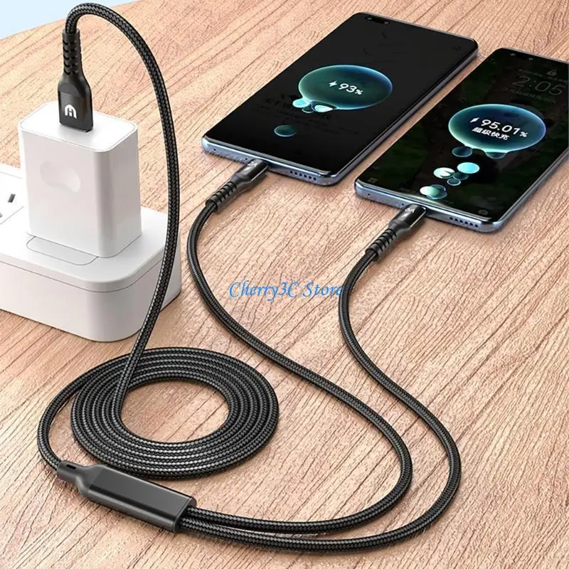 83CE Multi USB C Cable 2 en 1 Cable carga Tipo C múltiple C Cable nylon USB C Cable Nylon USB A hasta doble USB C