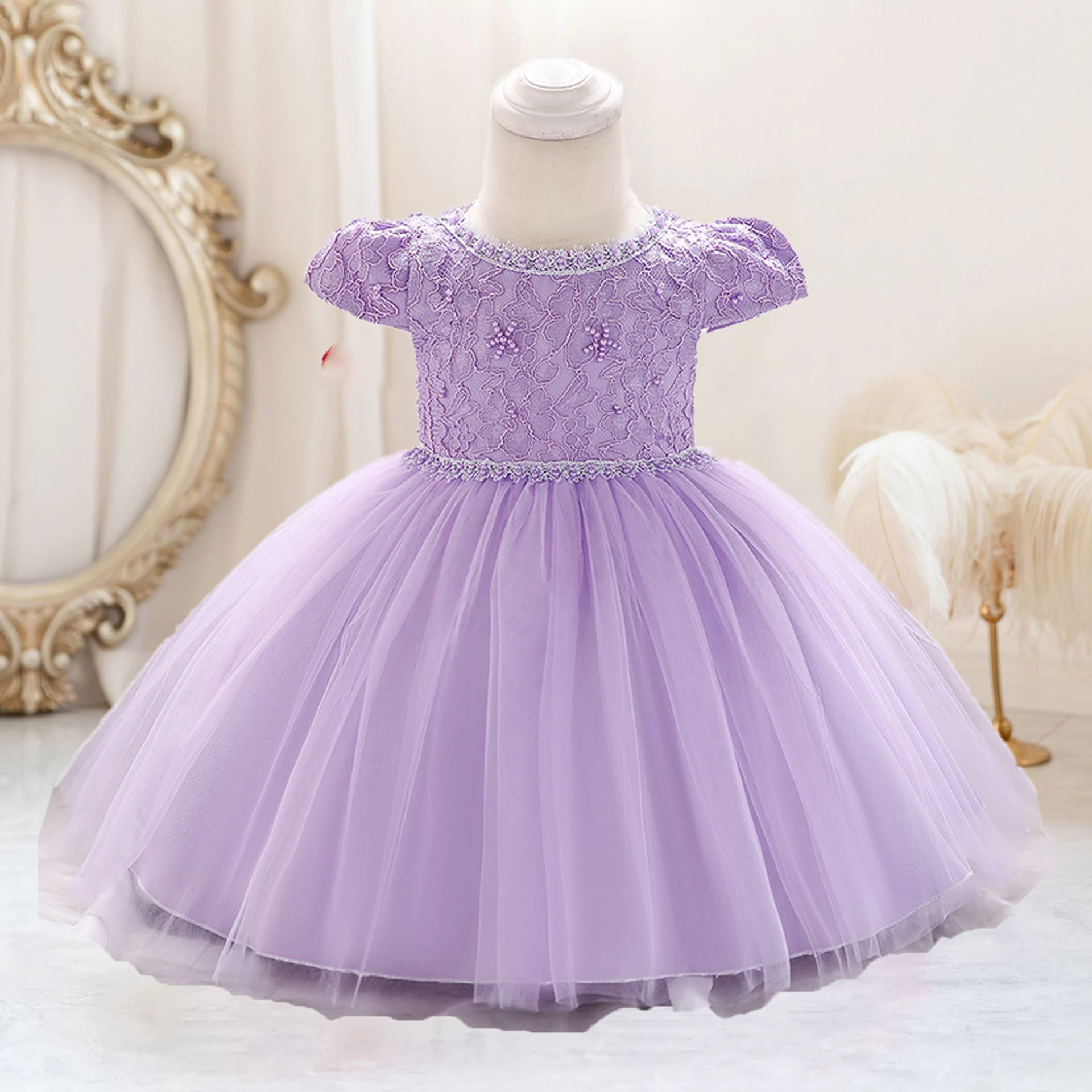 Toddler Baby Girl Dress Christening 1 Year Birthday Dress For Girl Baby Clothes Child Princess Dresses Pearls Ceremony Clothing