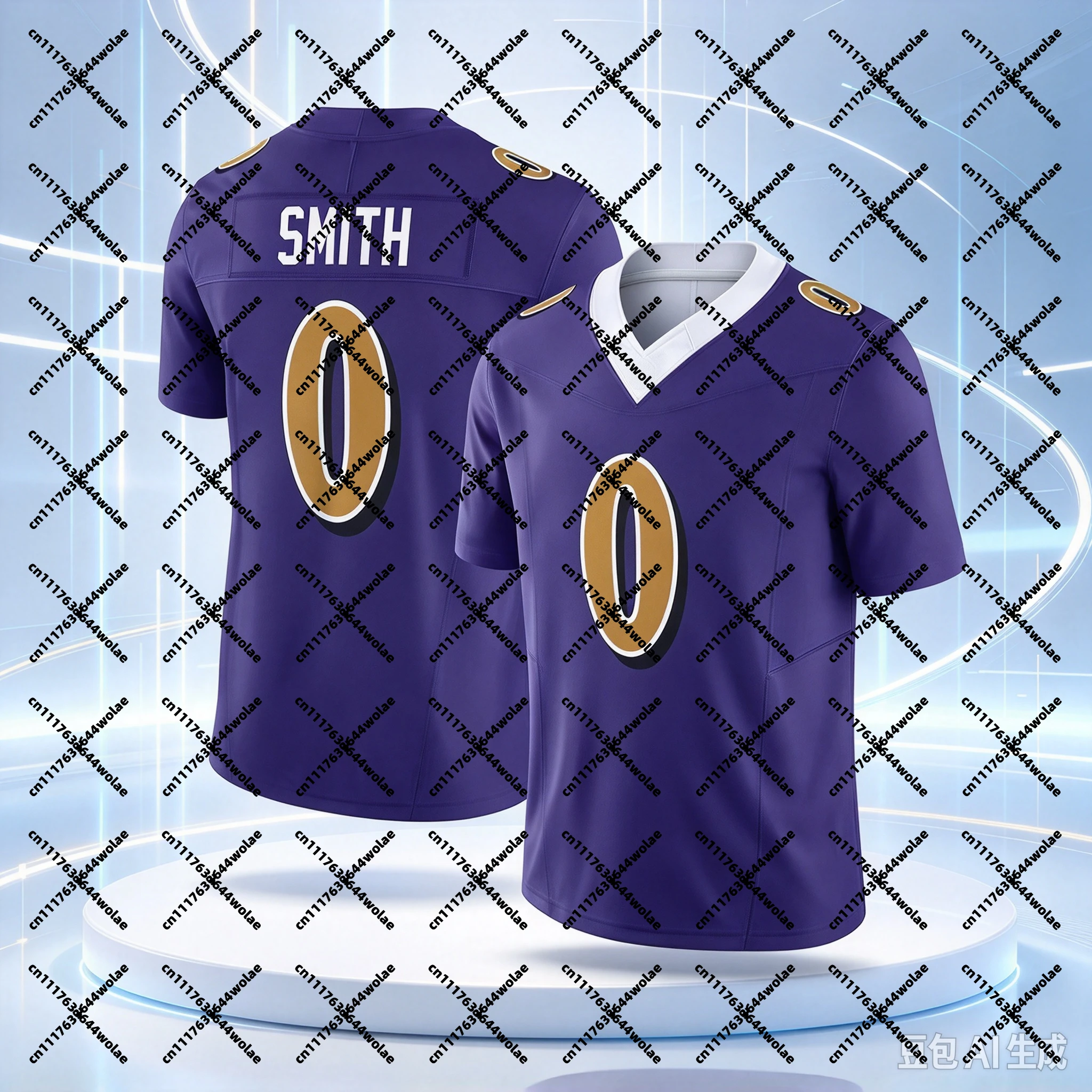 New  Men #0  American Football Jersey V‑Neck Short Sleeve Sport Shirt Adult Game Training Uniform Fan Wear Family Matching