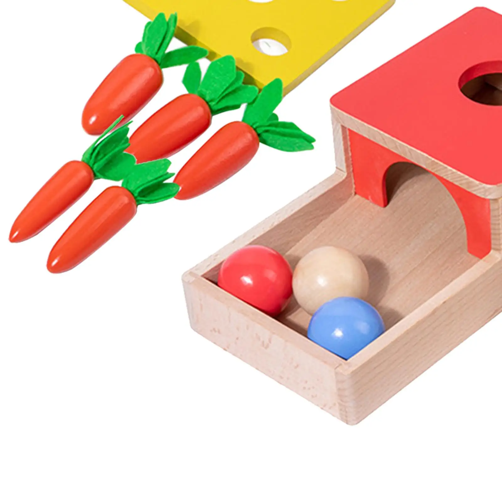 Montessori Object Permanence Box rozwojowa zabawka interaktywny kształt Sorter ciągnięcie marchewki gry dla chłopców małe dziewczynki prezenty