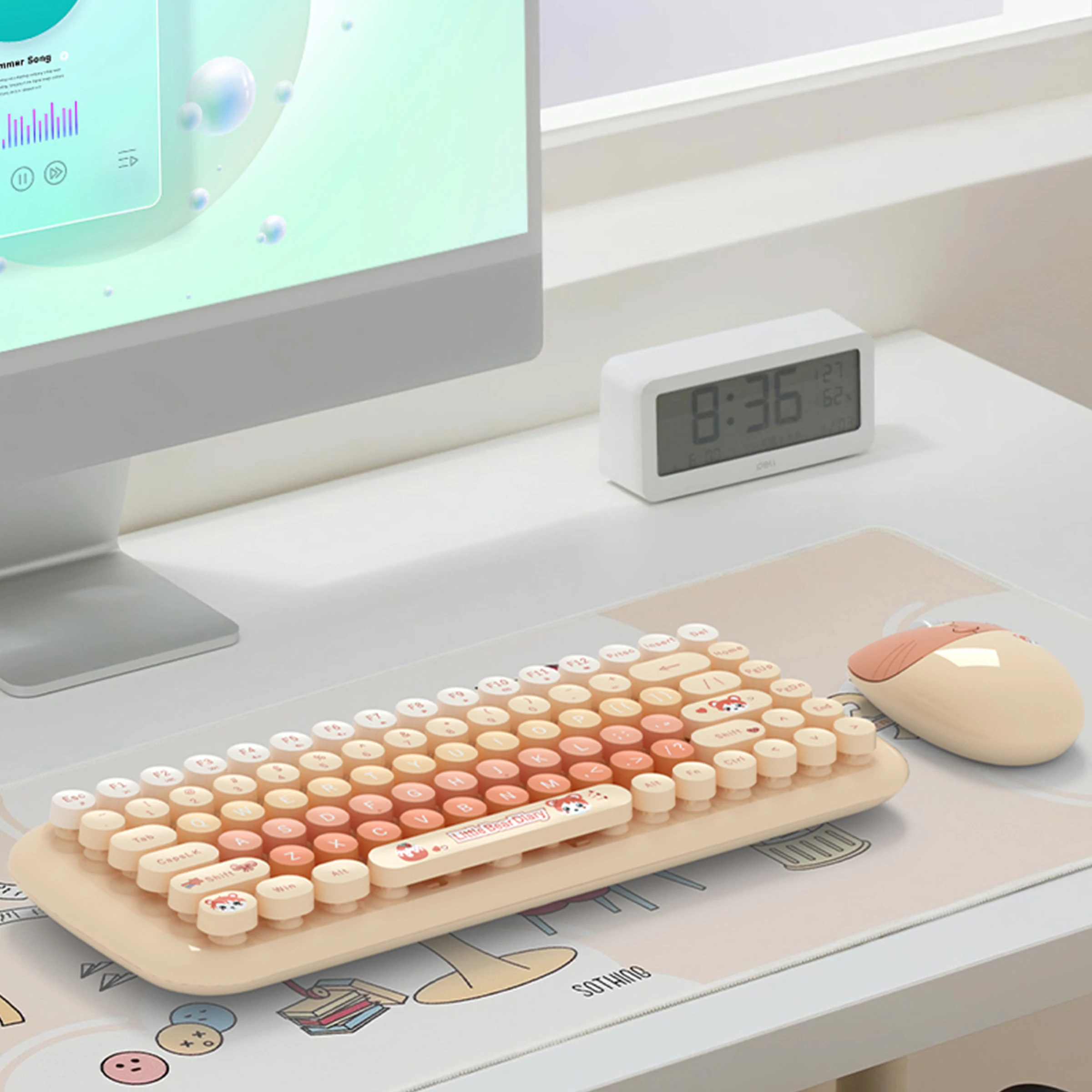 

MOFii Беспроводная мультяшная градиентная медведь Бесшумная офисная конфетная клавиатура и мышь