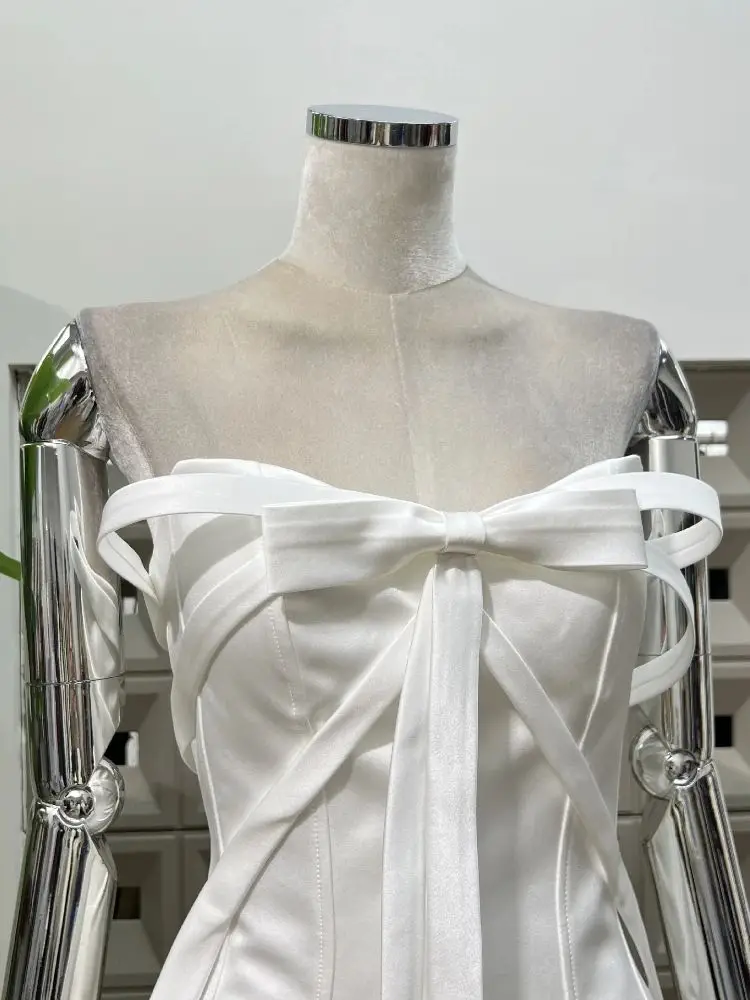 2025 New Fashion 3D Bow Women Elegant Party Dress Slim Fashion Birthday Evening Prom Gowns Short Backless Club Dresses Vestido