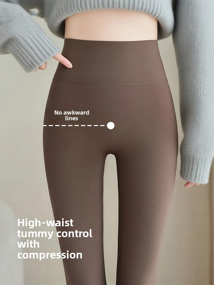 Discreet Linel Pantalones de yoga Cintura alta Nueve puntos Nylon Spandex Capa base ajustada para mujer Control de barriga Levantamiento de glúteos Sin S...