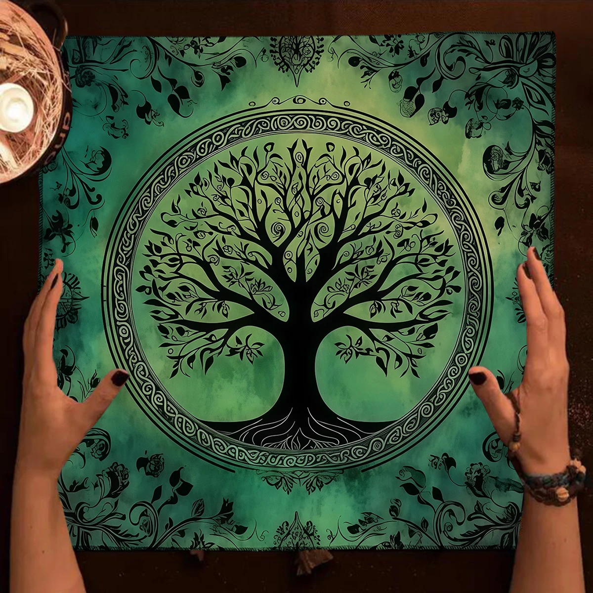 شجرة الحياة بطاقة التارو مفرش المائدة المذبح القماش الساحرة بطاقات التارو العرافة القماش ل التارو حصيرة التارو القماش هدية النوم ديكور