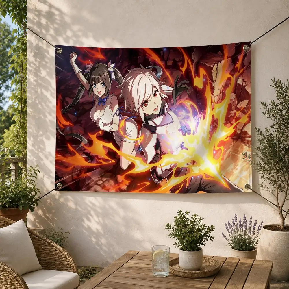 Anime Japanese Iconic Epic DanMachi Flags Decorative Flag Banner for Outdoor Garden Yard Camping Party Home Wall Hanging Decor