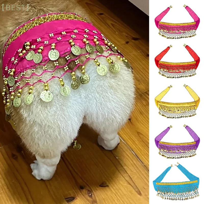 Corgi Belly Dance Hip Towel Decorative Belt Pet Dog Skirt Shake Waist Dance Pet Accessories Dance Chain Clothes Sequin Hip