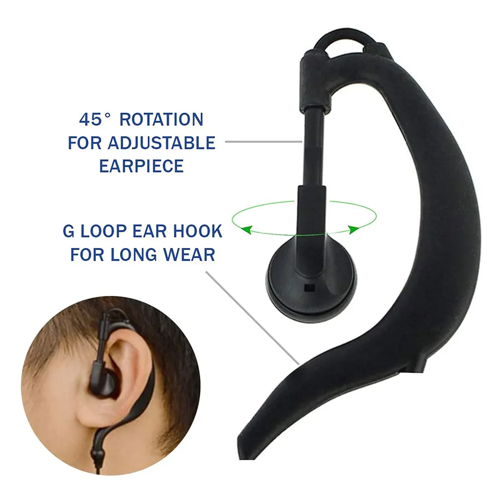 2pcs Radio Earpiece with PTT Mic for Kenwood NX1300 Baofeng UV-5R BTECH Samcom Pxton Retevis Radioddity Rapid TIDRADIO Quansheng