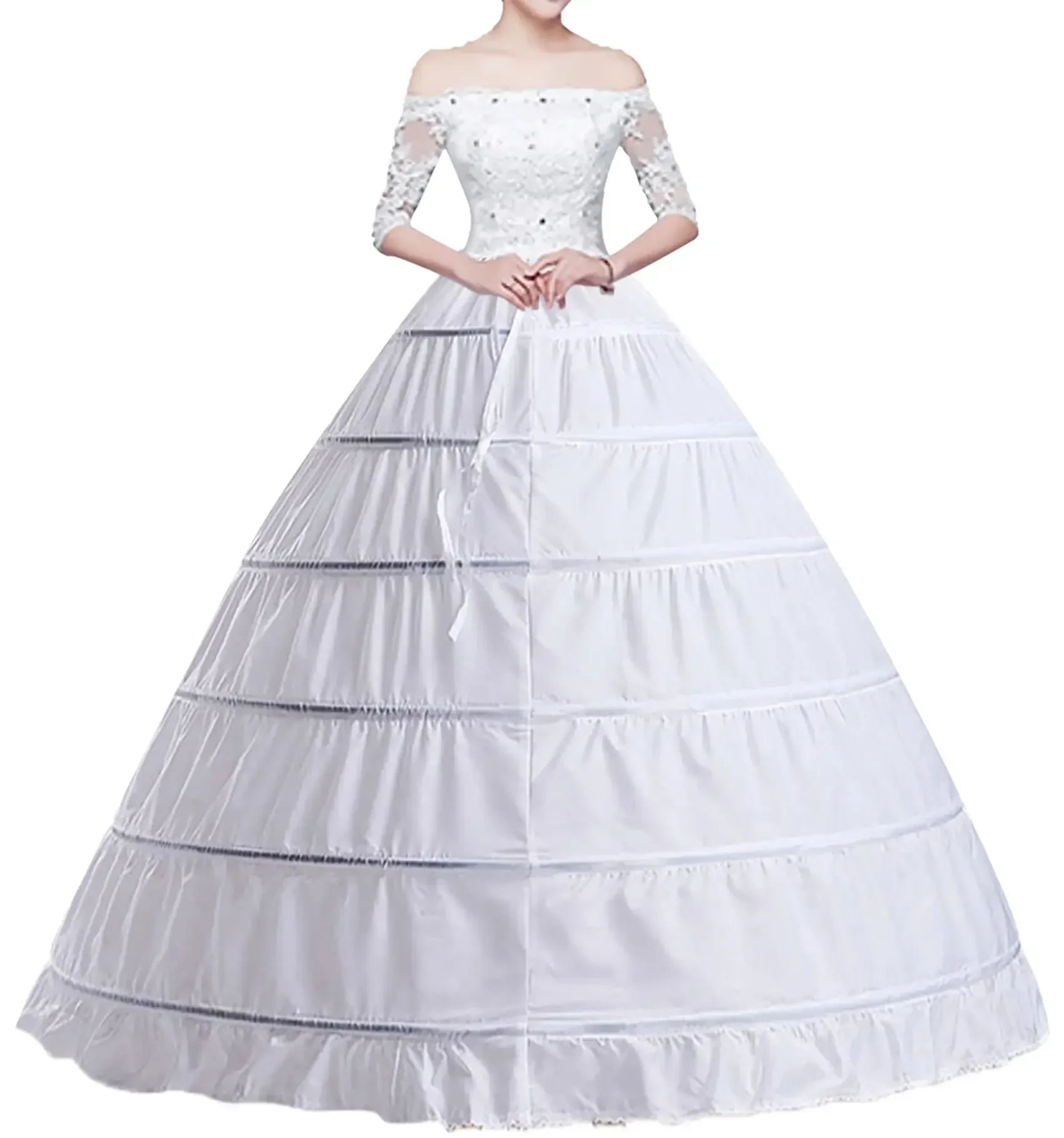 Crinoline Petticoat for Women A-line 6 Hoop Skirt Slips Ball Gown Petticoat Underwear Slip