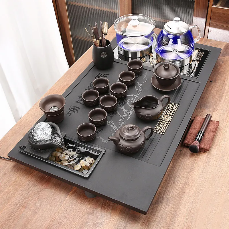 

Stone Pot Tea Tray Luxury Drainage Valet Office Black Hospitality Living Room Kitchen Tea Tray Chinese Bandejas Home Products