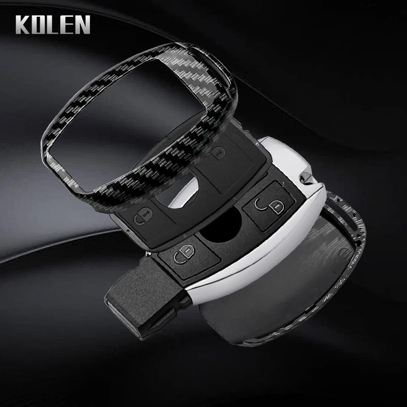 ABS ألياف الكربون نمط سيارة مفتاح القضية غطاء لمرسيدس بنز W204 W205 W212 W213 W176 W177 W219 ABC E S G الفئة GLC CLA AMG فوب #5