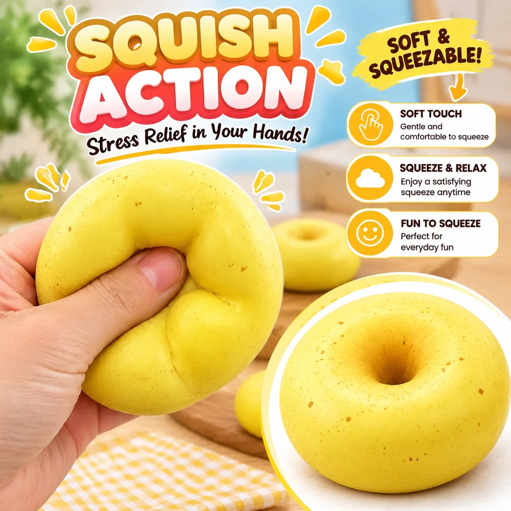 Crispy Crunchy Round Potato Stress Ball Fidget Squishy Squeeze Toy Handmade Blocks Filled ASMR for Adult