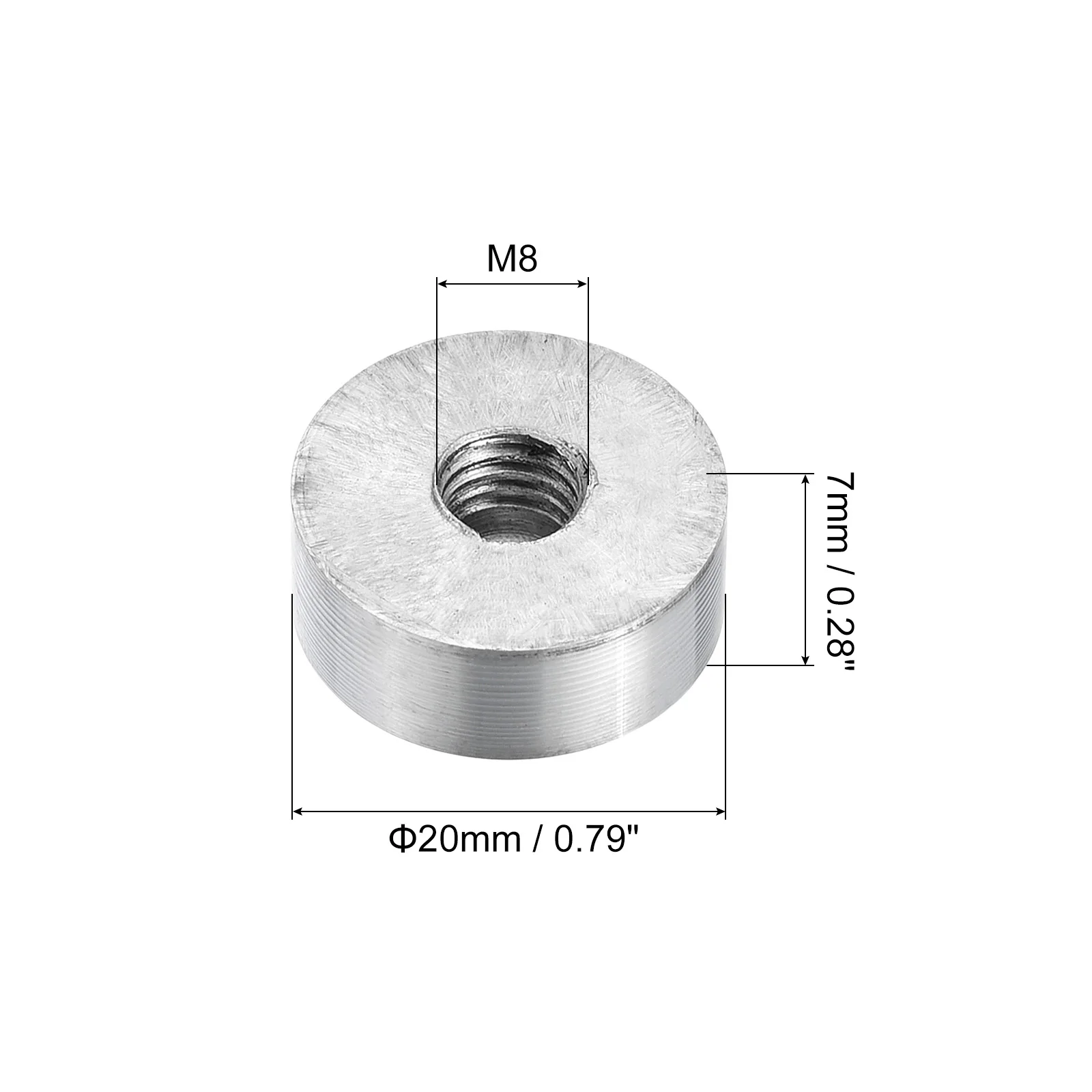 4/6/8pcs 20mm Diameter Aluminum Disc Hardware M6 M8 Thread Round Glass Table Circle Disc Top Adapter