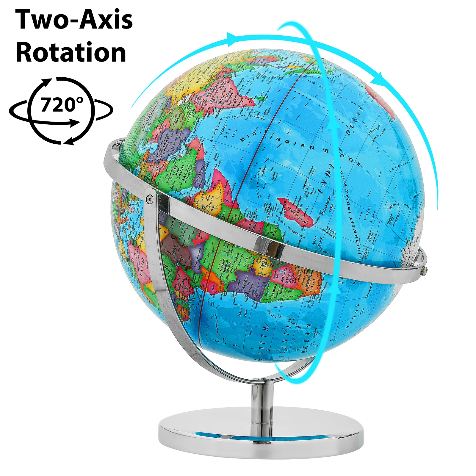 

37CM World Globe 720 Degree Rotating Stand World Earth Map School Geography Educational Kid Exploring Home Decor Map Teaching